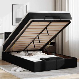 Pat otoman cu saltele si LEDs, negru 120x190cm, piele ecologica GartenMobel Dekor