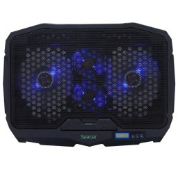 Cooler Laptop Cooler pentru laptop gaming de 17",sita metal, Airflow: 72CFM, 2xfan 12.5cm, 2xfan 7cm cu led albastru, Negru