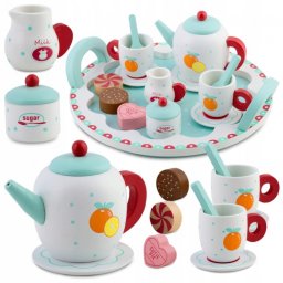 Set din lemn pentru servit ceaiul ricokids rk-869 - turcoaz
