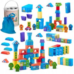 Set educational cu blocuri din lemn, 100 bucati, ricokids rk-871 - orasel