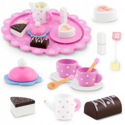 Set din lemn pentru servit ceaiul ricokids rk-869 - roz