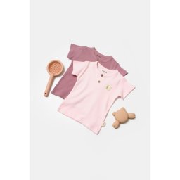 Set 2 tricouri bamboo,roz, babycosy, 50% bumbac+50%bambus (marime: 12-18 luni)