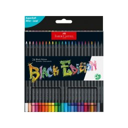 Creioane colorate triunghiulare black edition Faber-Castell, 24 culori/set
