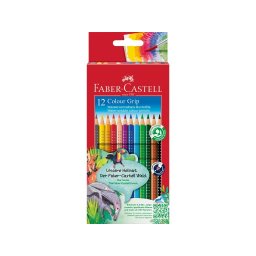 Creioane colorate triunghiulare grip 2001 Faber-Castell, 12 culori/set