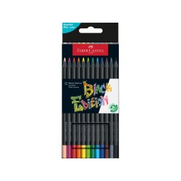 Creioane colorate triunghiulare black edition Faber-Castell, 12 culori/set
