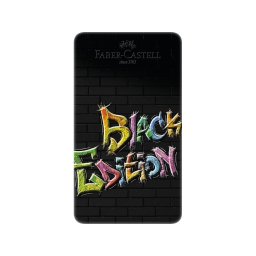 Creioane colorate triunghiulare black edition cutie metal Faber-Castell, 12 culori/set
