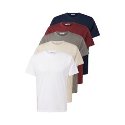 ABOUT YOU Tricou 'Peter' crem / bleumarin / alb