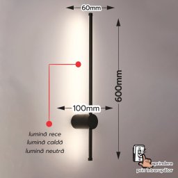 Aplica LED neagra 11W IP20 4000K