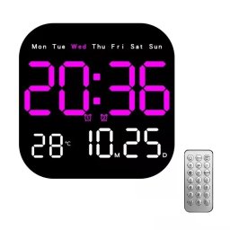 Ceas digital de perete si birou cu telecomanda, afisaj LED temperatura si alarma