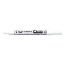 Marker permanent Pilot Super Color Medium varf rotund 4.5 mm alb