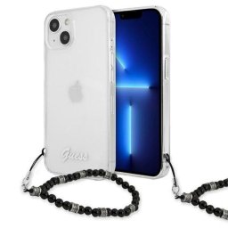 Husa Guess Husa Script & Black Pearls iPhone 13 Transparent