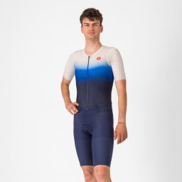 Castelli - costum triatlon cu maneca scurta - Pr 2 Speed Suit - albastru alb