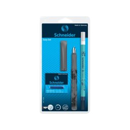 Set stilou SCHNEIDER Easy + 1 pic Corry + 6 rezerve cerneala/blister, gri