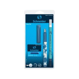 Set stilou SCHNEIDER Easy + 1 pic Corry + 6 rezerve cerneala/blister, albastru