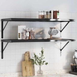 Rafturi de perete 2 buc., 100x40 cm, negru otel inoxidabil GartenMobel Dekor