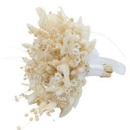 Buchet mireasă din flori uscate, alb-crem - FEIS506002