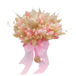 Buchet mireasă/nașă din flori uscate, roz-crem - FEIS506001
