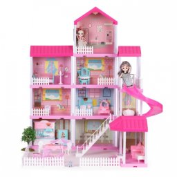 Casuta pentru papusi cu mobilier, gradina si LED-uri Ecotoys HC507639