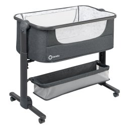 Lionelo - Patut co-sleeper Timon Pliabil, 3 in 1, Cu setare unghiulara, Reglabil in 6 pozitii pe inaltime, Din Aluminiu, 90x50 cm, Conform cu standardele europeane de securitate EN1130 si EN16890, Gri