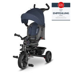 Lionelo - Tricicleta Haari, Suport picioare, Control al directiei, Scaun reversibil, Rotire 360 grade, Pliabila, Conform cu standardul european de securitate EN71, Albastru