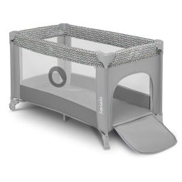 Lionelo - Patut pliant cu un nivel Stefi, Cu intrare laterala cu fermoar, 2 roti, 120x60 cm, Conform cu standardul european de securitate EN 716, Grey