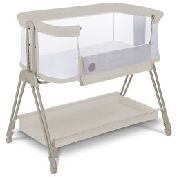 Lionelo - Patut co-sleeper Luna, 2 in 1, Cu laterala culisanta, Cu setare unghiulara, Cu roti, Reglabil in 6 pozitii pe inaltime, Bej