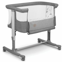 Lionelo - Patut co-sleeper 3 in 1, Aurora, Cu leganare si setare unghiulara, Include saltea cu densitate T25 si geanta transport, Reglabil in 5 pozitii pe inaltime, Pana la 9 kg, 0 luni+, 85x60x66 cm, Conform cu EN 1130:2019+AC:2020, EN 16890:2, Gri