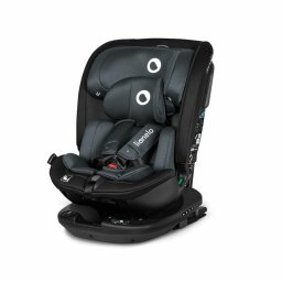 Lionelo - Scaun auto Bastiaan RWF i-Size, Pozitie de somn, Protectie laterala, Rotire 360 grade, 0-36 Kg, Cu Isofix si Centura Top Tether, Conform cu standardul european de securitate ECE R129, Gri