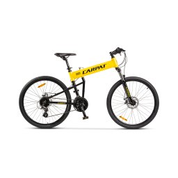 Bicicleta MTB-Folding Hummer CARPAT C2641S, Schimbator Shimano Altus RD-M310-L, 24 Viteze, Cadru Aluminiu, Roti 26 Inch, Frane pe Disc, Galben/Negru