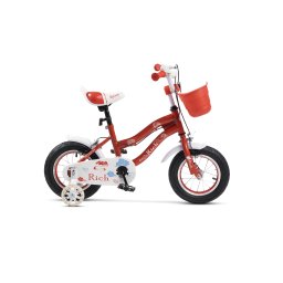 Bicicleta Fete 2-4 ani Rich Baby R1208A 12", Rosu/Alb