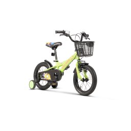 Bicicleta Copii 3-5 ani Velors V1401B, Roti 14 Inch, Frana fata V-Brake, Frana Spate Tambur, Roti Ajutatoare, Verde/Portocaliu