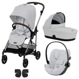Carucior Cybex Melio 3 in 1, Fog Grey cu scoica auto Cloud G i-Size Fog Grey