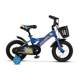 Bicicleta Copii 2-4 ani Velors V1201B 12", Albastru/Portocaliu