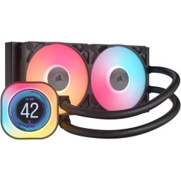 Cooler Procesor CORSAIR iCUE LINK TITAN 240 RX LCD NEGRU, dimensiune radiator 277x120x27mm, 2 ventilatoare ARGB, viteza ventilatoare: 300-2100RPM