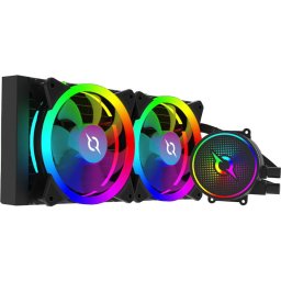Cooler Procesor AQYRIS AQUARIUS 240 AIO NEGRU, marime radiator 276mm, 2 ventilatoare ARGB, Viteza ventilator 800-1800 RPM