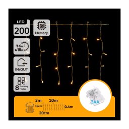 Aigostar - Ghirlandă LED pentru exterior, 200 LED, 8 funcții, 13 x 0,4 m, IP44, alb cald