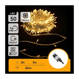 Aigostar - Ghirlandă LED de exterior, 50 LED-uri/8 funcții, 8 m, IP44, alb cald