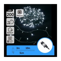 Aigostar - Ghirlandă LED de exterior, 200 LED, 8 funcții, 13 m, IP44, alb rece