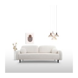 Canapea extensibilă tapițată CLOUDY, 3 locuri, crem