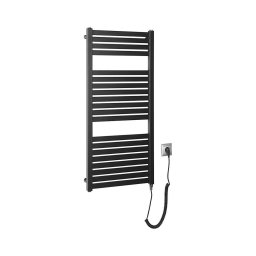 Aqualine - Radiator electric pentru baie TONDI-E, 300 W, 97 x 45 cm, negru mat