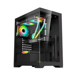 Carcasa MI7-A BLACK, RGB, Middle-Tower, ATX/M-ATX, fara sursa, BLACK