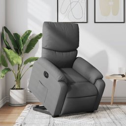 Fotoliu electric rabatabil cu ridicare, gri închis, textil GartenMobel Dekor