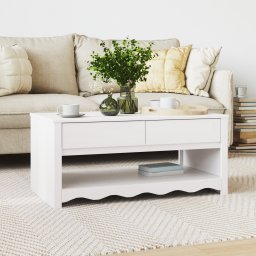 Masa de cafea "DRAMMEN" Alb 99x55x45 cm Lemn solid de pin GartenMobel Dekor