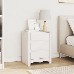 Noptiera "DRAMMEN" Alb 45x35x56 cm Lemn Masiv Pin GartenMobel Dekor