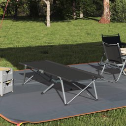 Pat pliabil de camping cu geanta de transport Negru 600D Oxford Fabric GartenMobel Dekor