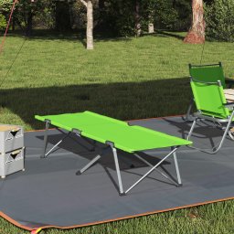 Pat Camping Pliabil Verde închis Metal, Poliester O persoana GartenMobel Dekor