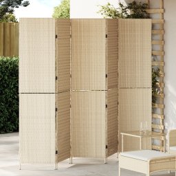 Divider de camera 5 panouri pliabile bej 245x180 cm rattan sintetic GartenMobel Dekor