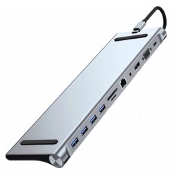 Adaptor Hub Multiport 11 in 1 USB C Docking Station pentru Laptop Q HU990