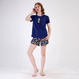 Pijama Damă din Bumbac 100% Vienetta, Model 'Summer Time Fruit Love' Stil și Răcoare
