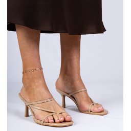 Gemre Papuci eleganți bej pe toc Kapilon